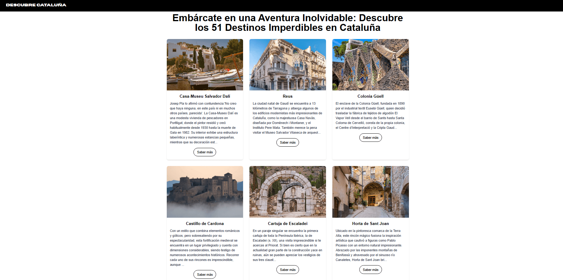 Proyecto Descubre Catalunya - Aplicación Web