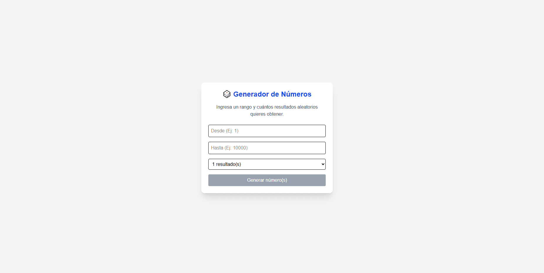 Proyecto Generador de numeros - Aplicación Web